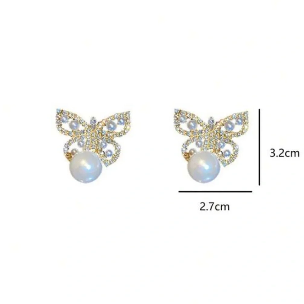 Elegant Butterfly Pearl Earrings - Picture 4 of 5